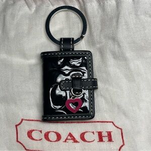 Coach Keychain Photo Book Black With Pink Heart Vintage